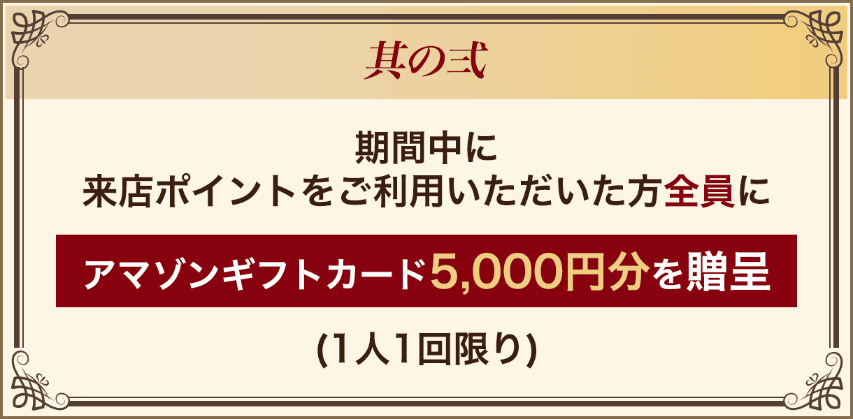 其の弐：アマゾンギフトカード5,000円分を贈呈
